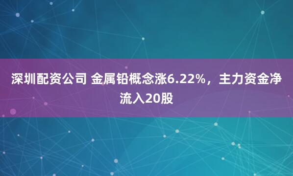 深圳配资公司 金属铅概念涨6.22%，主力资金净流入20股