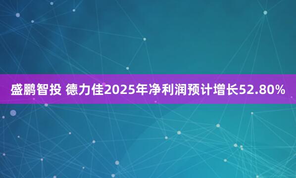 盛鹏智投 德力佳2025年净利润预计增长52.80%